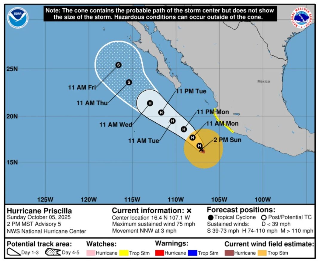 Huracán Priscilla: dónde está y hacia dónde se dirige