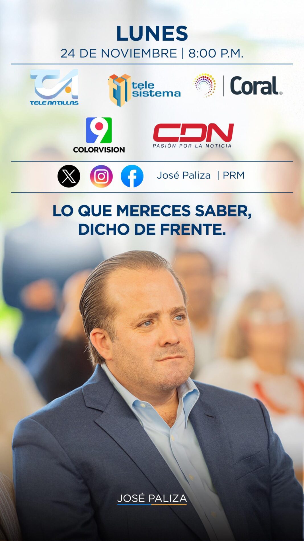 Paliza dirigirá mensaje al país este lunes a las 8:00 p. m. por cadena de medios y plataformas digitales Paliza dirigirá mensaje al país este lunes a las 8:00 p. m. por cadena de medios y plataformas digitales